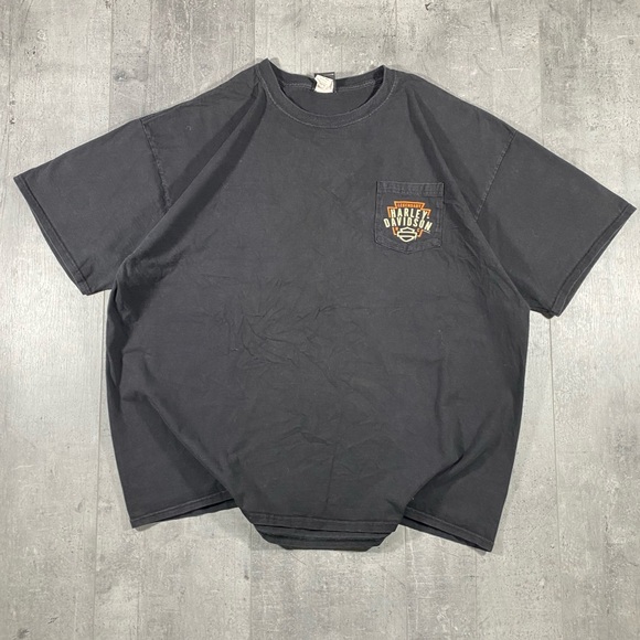 Black Harley Davidson Pocket Tee Shirt - Picture 3 of 6